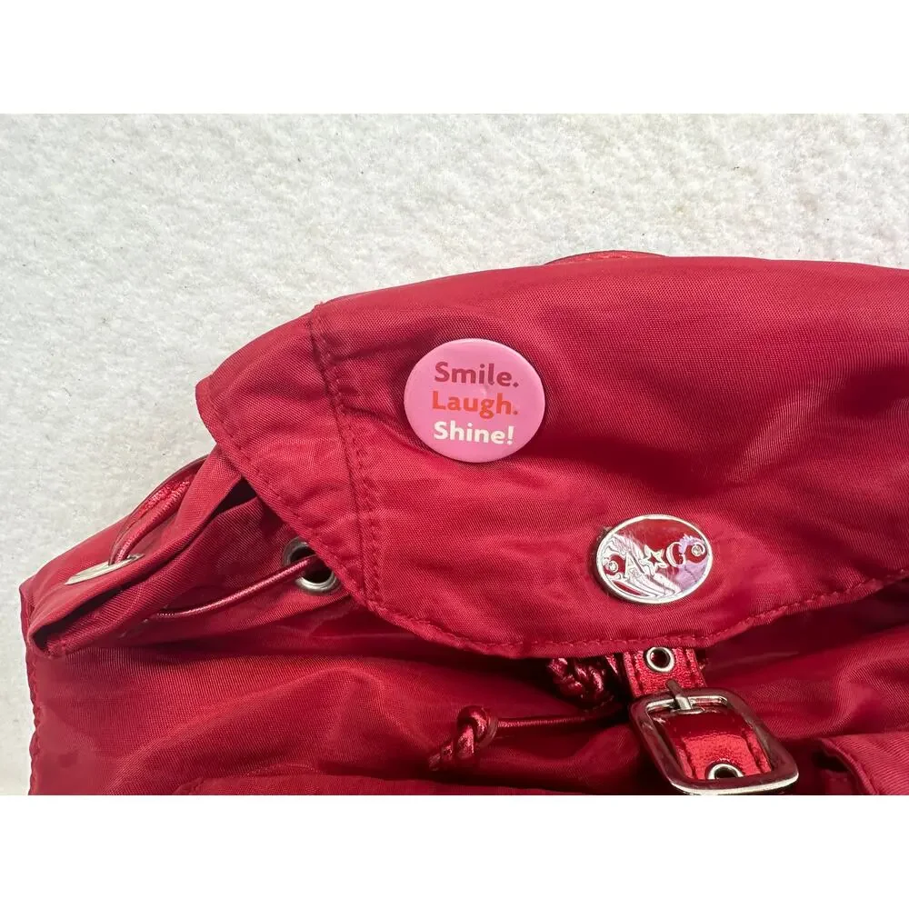 American Girl Branded Mini Red Nylon Backpack Silver Star Embroidery Kidcore Y2K